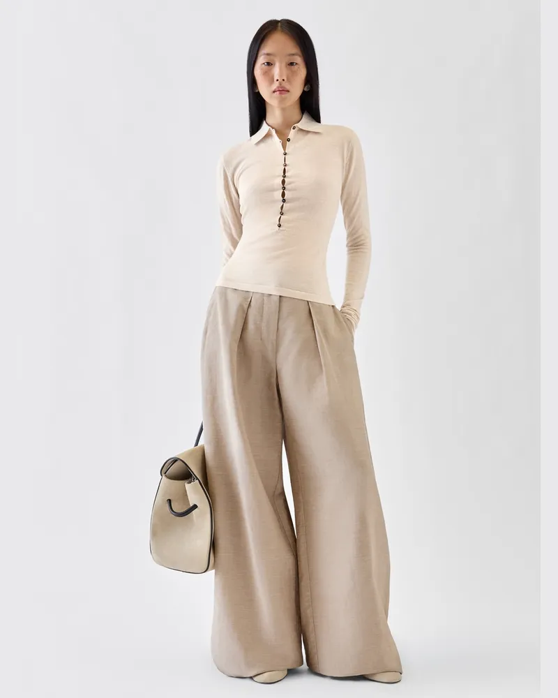 Jacquemus Das Merino Langarm-Polohemd - Beige Hellbeige