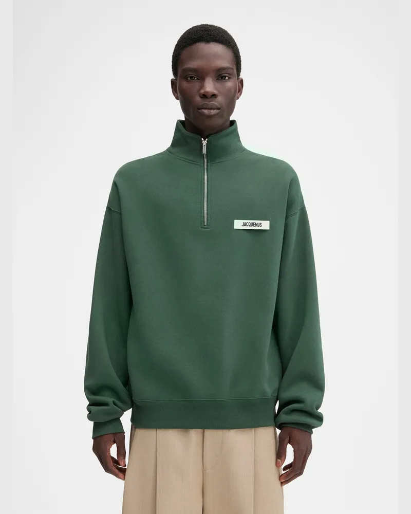 Jacquemus The Gros Grain Zipped-rollneck Sweatshirt - Dark Green 2 Dark