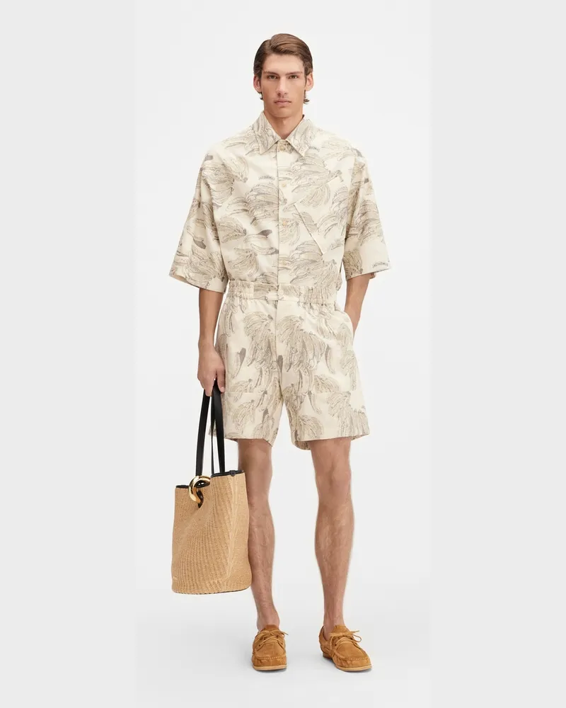 Jacquemus The Aloe Shorts - Jacquard Banana Logo Ecru Jacquard