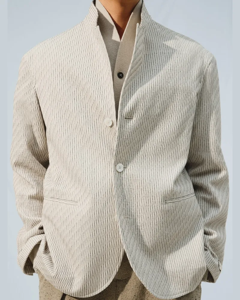 Jacquemus Die Palmier Jacke - Seersucker Weiß Stripe Seersucker