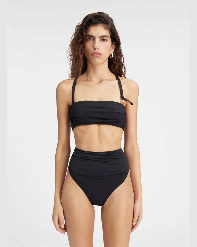 Jacquemus The Drapeado Bikini Top - Black Black