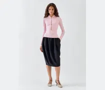 Das Merino Langarm-Polohemd - Rosa
