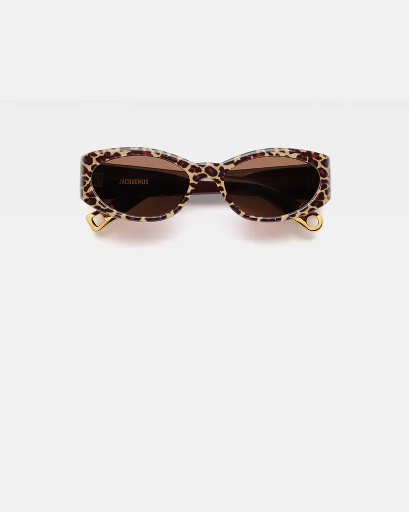 Jacquemus The Ovalo Sunglasses - Print Leopard Brown Print