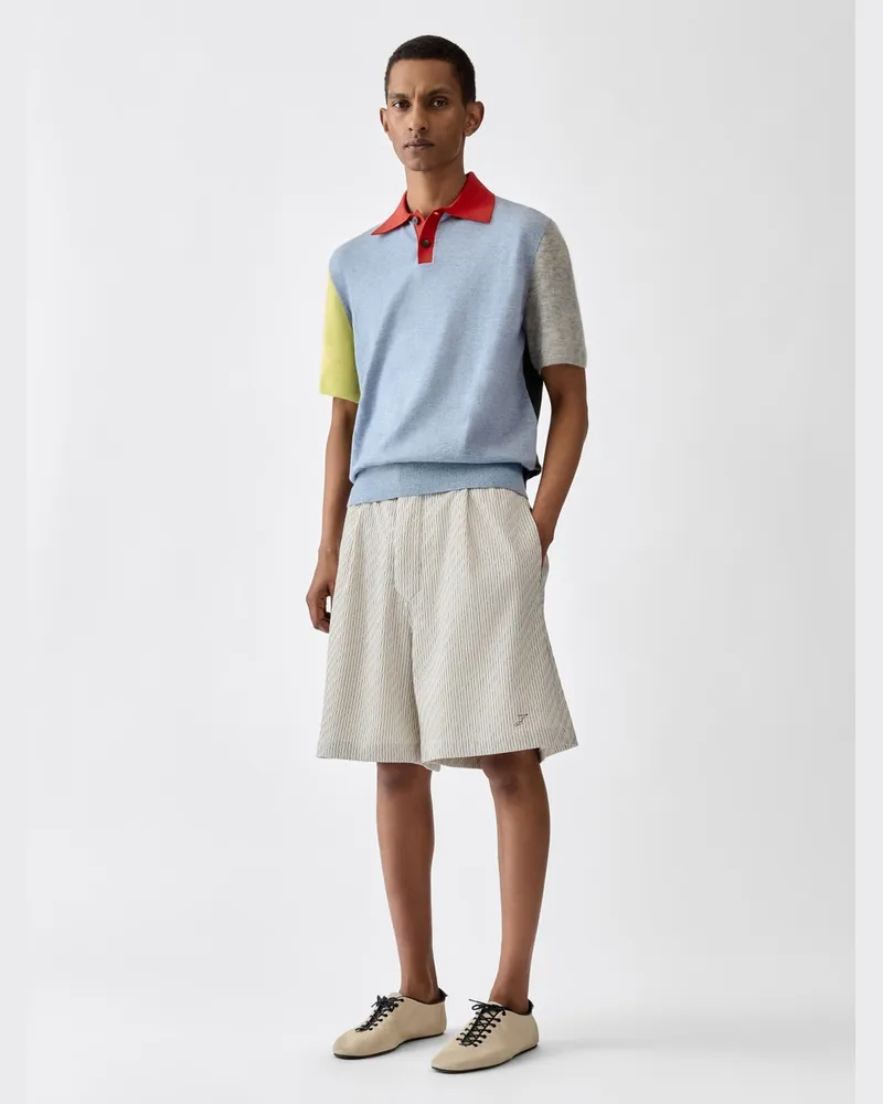 Jacquemus Die Pyjama Shorts - Seersucker Weiß Stripe Seersucker