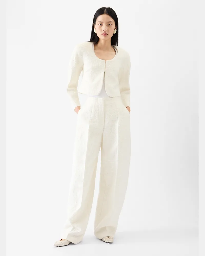 Jacquemus The Short Cardigan Jacket - Bicolor Tweed Off-White/White Bicolor