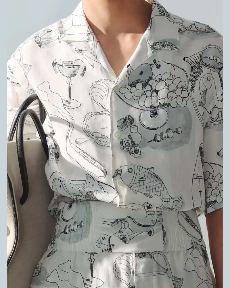 Jacquemus Das Cocktail Hemd - Print Table Weiß / Schwarz Print