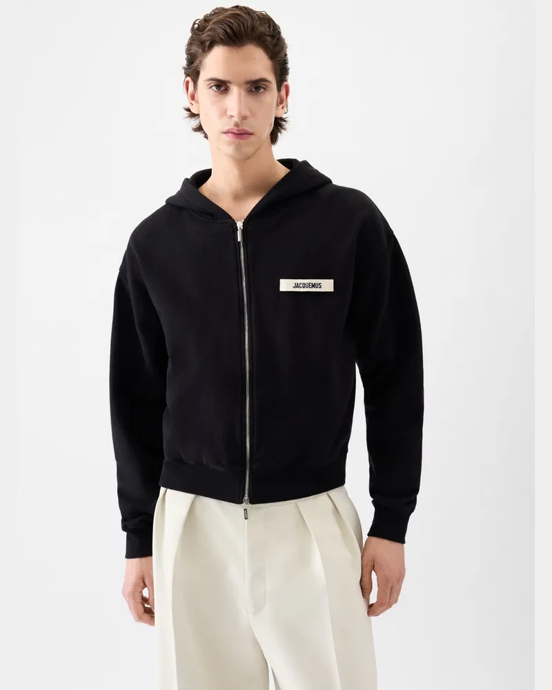 Jacquemus The Gros Grain Zipped Hoodie - Black Black