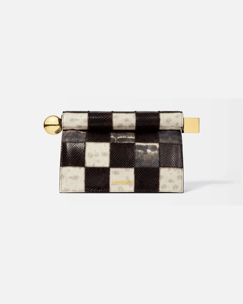 Jacquemus The Rond Carré Clutch - Brown/Beige Brown