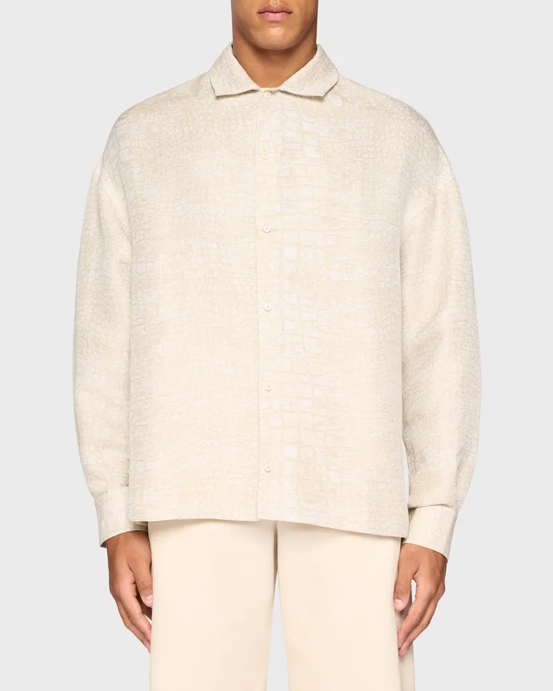 Jacquemus The Atelier Long-sleeve Atelier Shirt - Croco Beige Croco