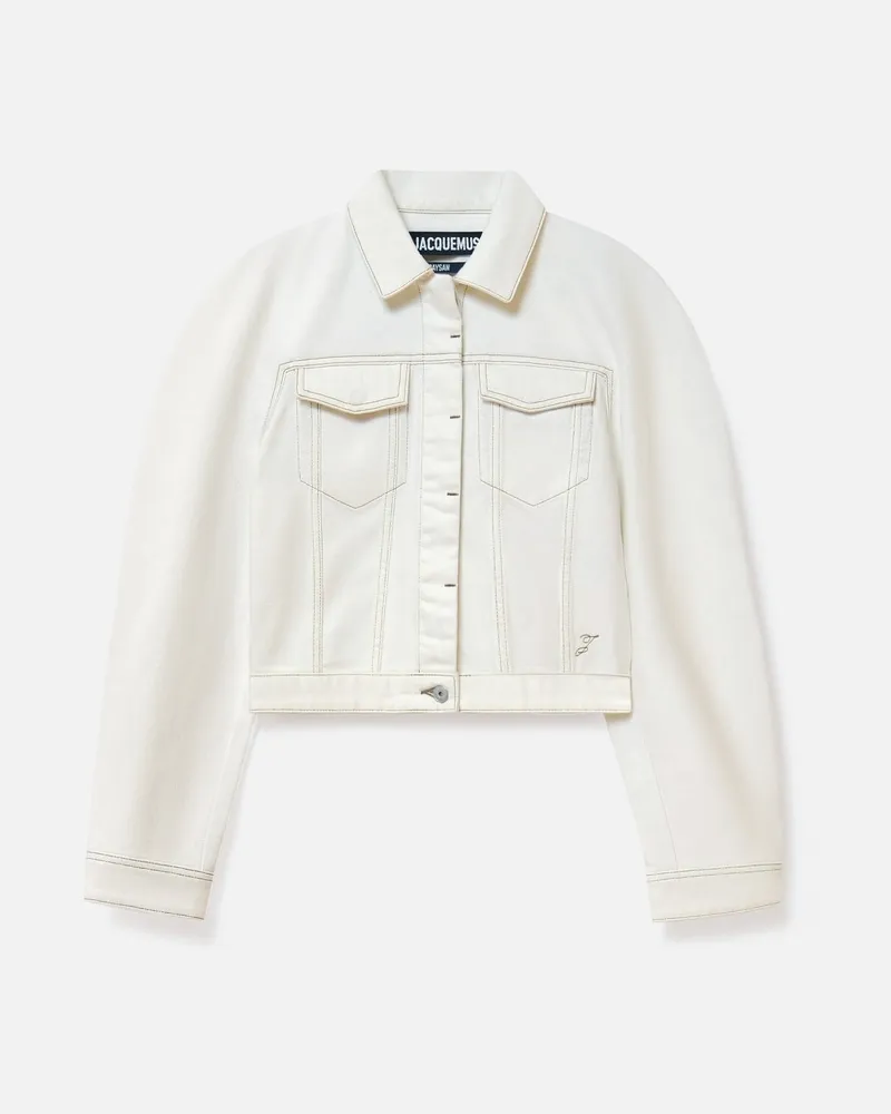 Jacquemus Die Ovalo De-Nîmes Jeansjacke - Weiß/Tabak Cremeweiß