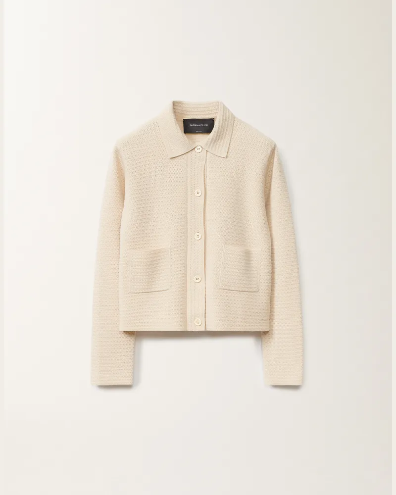 Fabiana Filippi Jacke Aus Wolle Und Baumwolle, Vanillefarben - Frau Blazer Weiss Weiss