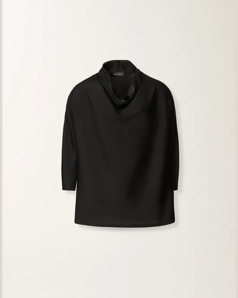 Fabiana Filippi Top Aus Enver-satin, Schwarz - Frau T-shirts & Tops Schwarz Schwarz