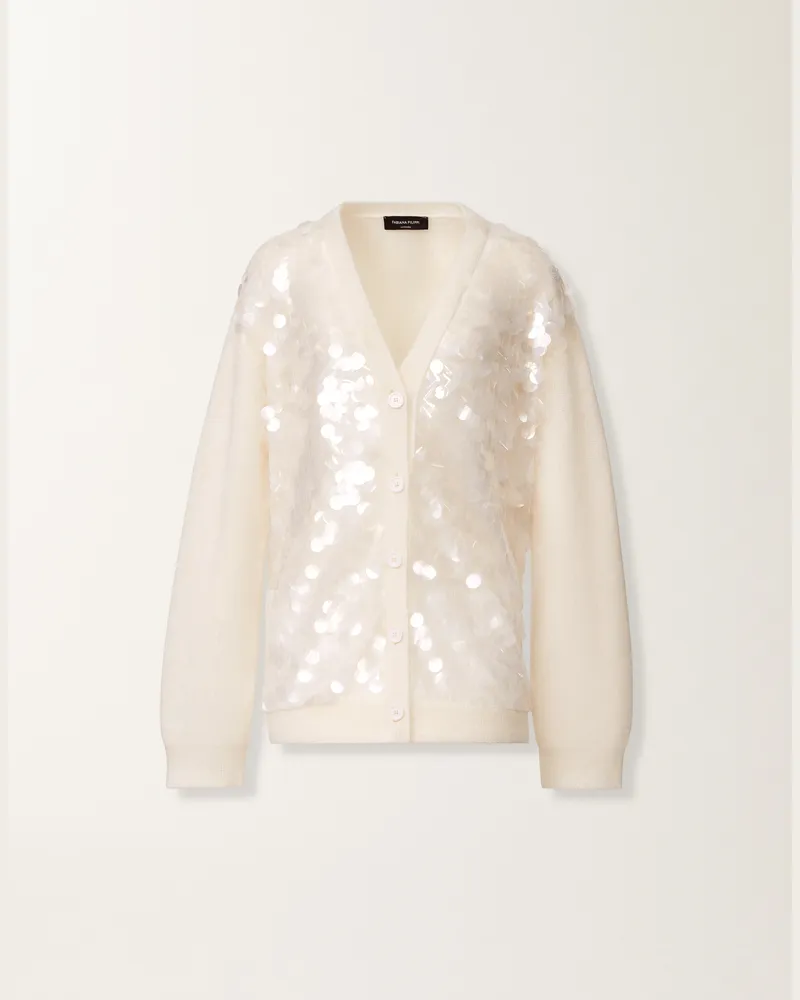 Fabiana Filippi Cardigan Aus Gebürsteter Merinowolle Und Mohair, Raffia - Frau Strickwaren Weiß Weiß