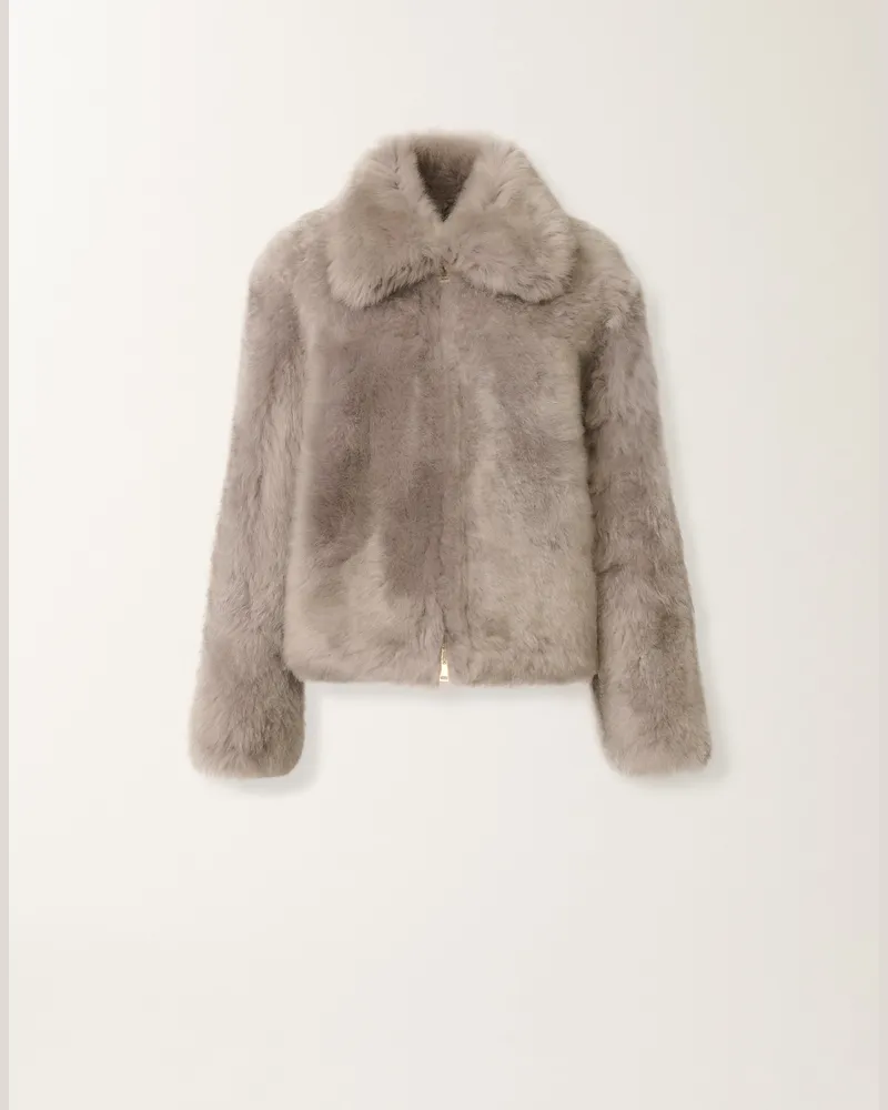 Fabiana Filippi Gebürsteter Shearling-mantel, Fels - Frau Leder Und Pelz Grau Grau