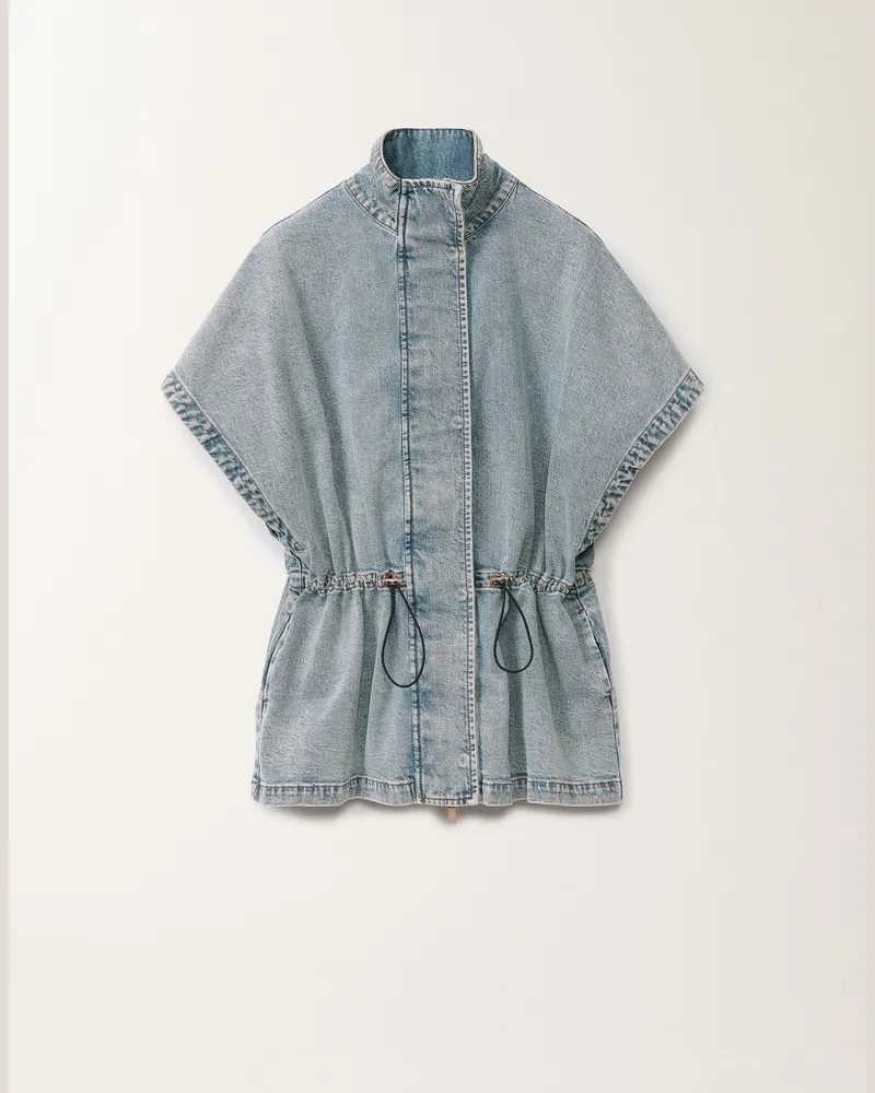 Fabiana Filippi Jacke Aus Stretch-denim, Azurblau Marmoriert - Frau Mäntel Blau Blau