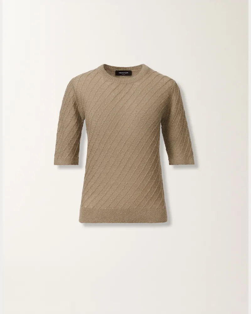 Fabiana Filippi Pullover Aus Wolle Und Seide Mit Pailletten, Oliv - Frau Strickwaren Braun Braun