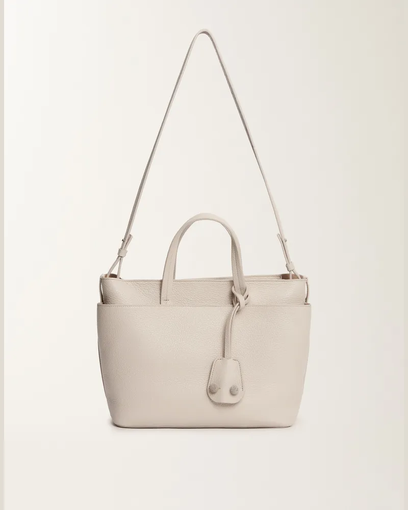 Fabiana Filippi Große Handtasche Aus Genarbtem Leder, Marmorfarben - Frau Handtachen Grau Grau