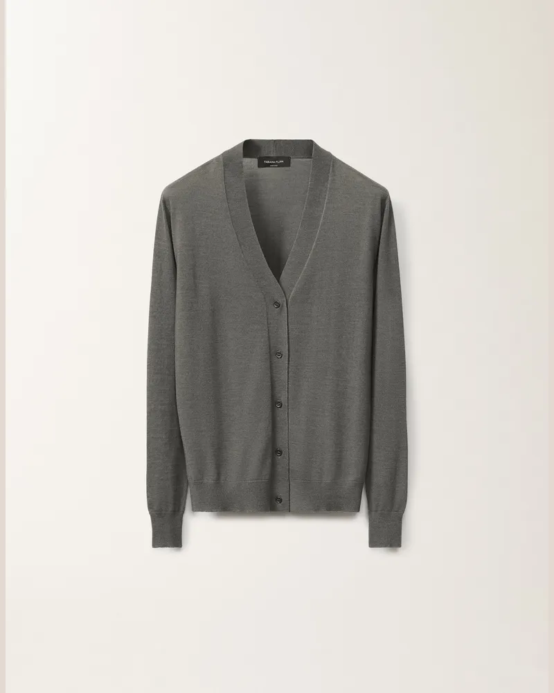 Fabiana Filippi Cardigan Aus Kaschmir Und Seide, Granitfarben - Frau Strickwaren Grau Grau