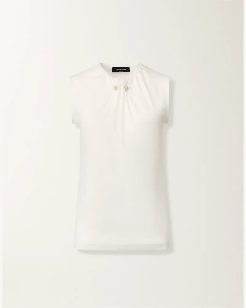 Fabiana Filippi Tanktop Aus Jersey, Buttergelb - Frau T-shirts & Tops Weiß Weiß