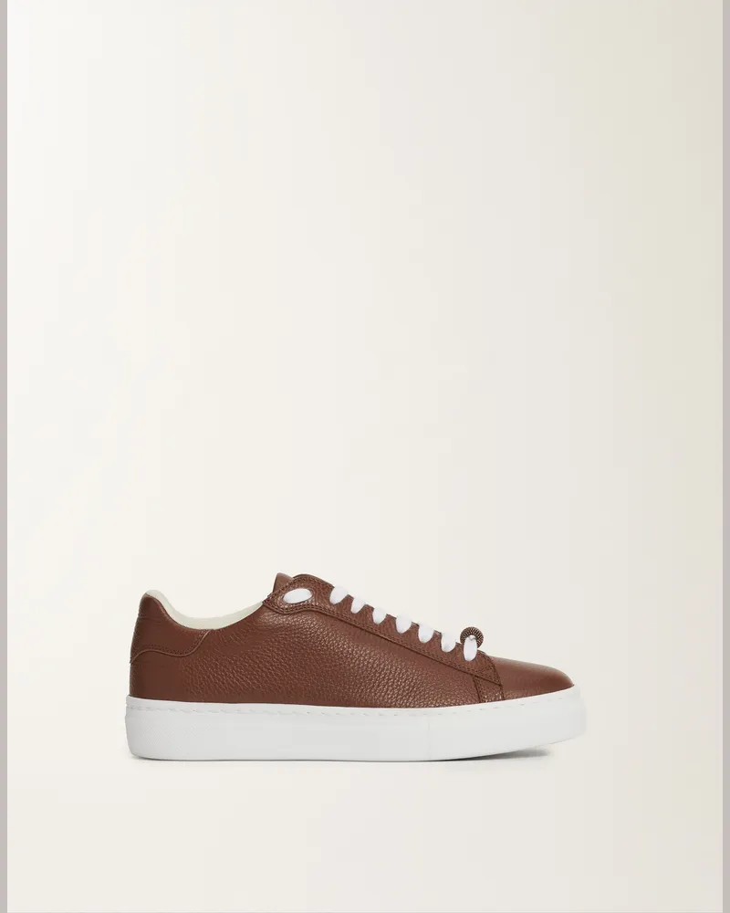 Fabiana Filippi Sneaker Aus Genarbtem Leder, Mahagoni - Frau Sneakers Braun Braun