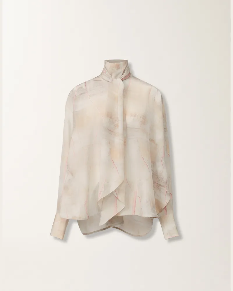 Fabiana Filippi Top Aus Bedrucktem Crêpe De Chine, Butter, Ahorn Und Pfingstrose - Frau T-shirts & Tops Beige Beige