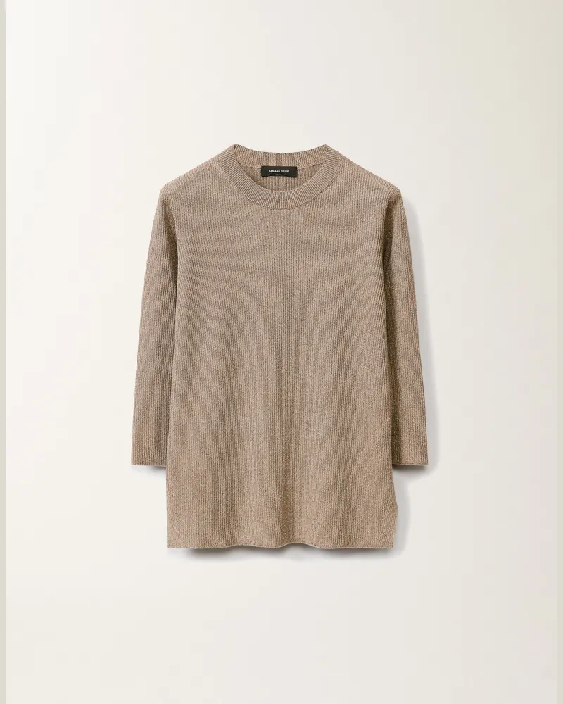 Fabiana Filippi Pullover Aus Bio-baumwolle Und Lurex, Schlammbraun - Frau Strickwaren Vanille Vanille