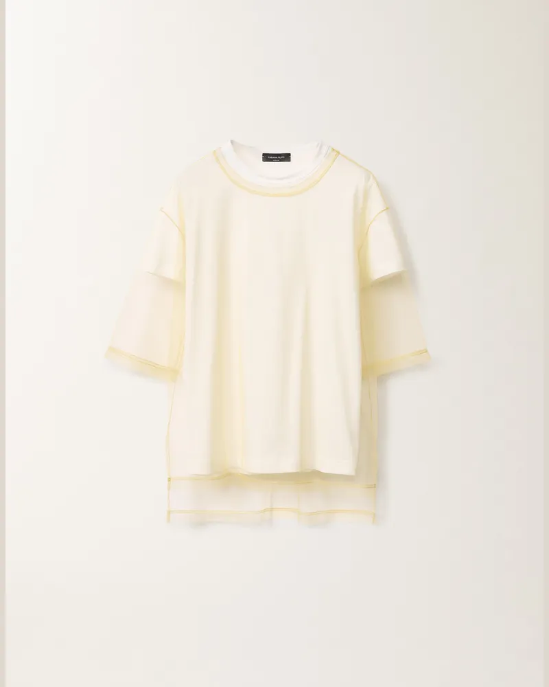 Fabiana Filippi T-shirt Aus Jersey Und Tüll, Gold - Frau T-shirts & Tops Gelb Gelb