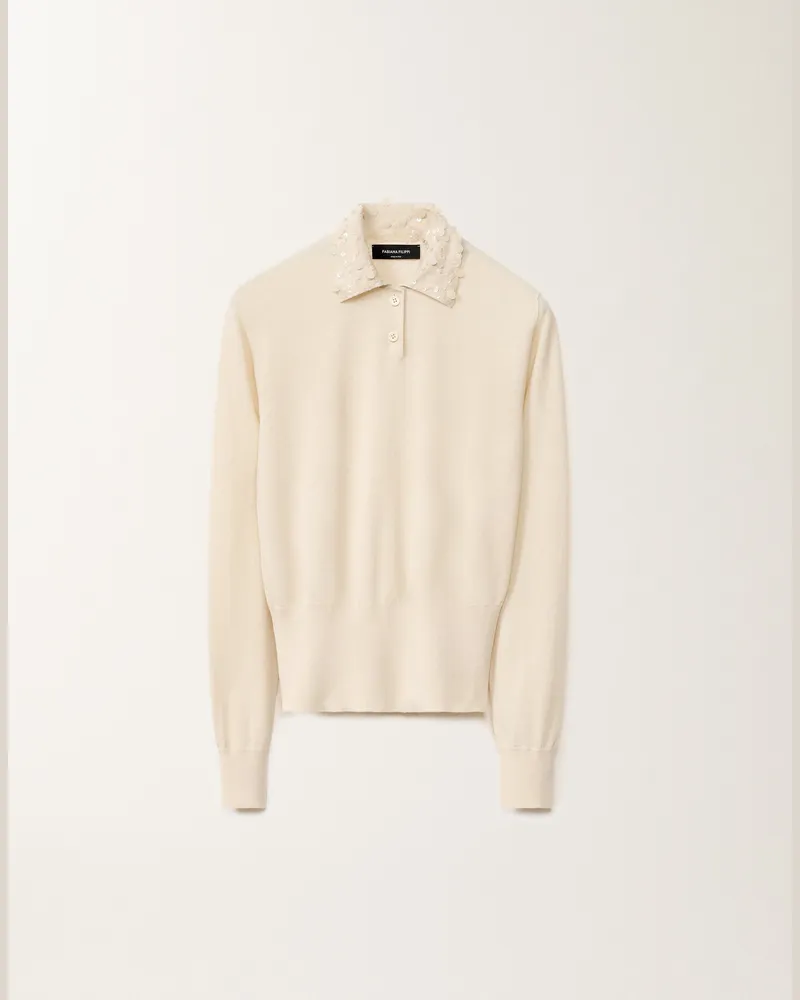Fabiana Filippi Pullover Aus Wolle Und Baumwolle, Vanillefarben - Frau Strickwaren Weiss Weiss