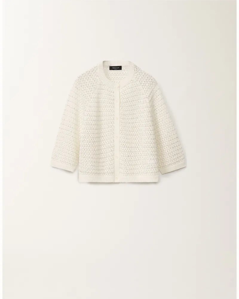 Fabiana Filippi Offenes Cape Aus Baumwolle Mit Pailletten, Weiß - Frau Strickwaren Weiss Weiss