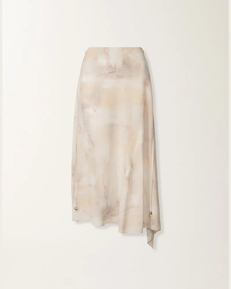 Fabiana Filippi Rock Aus Crêpe De Chine Mit Print, Buttergelb, Ahornfarben Und Pfingstrosenrosa - Frau Röcke Beige Beige