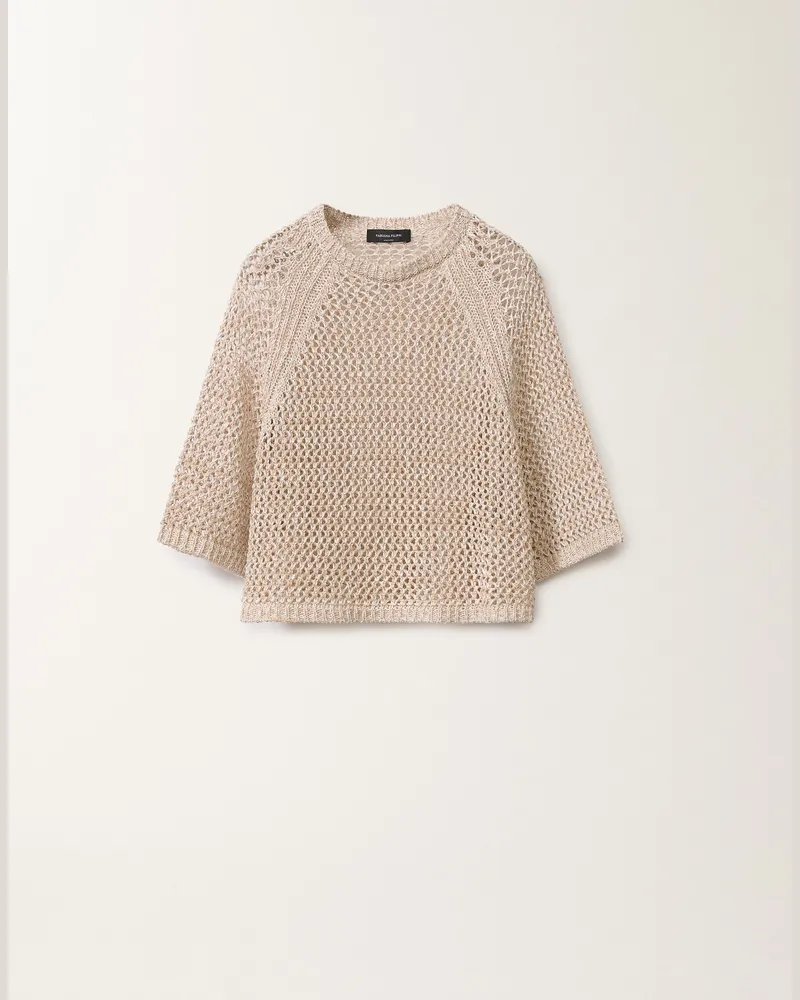 Fabiana Filippi Cape Aus Netzmesh, Weiß Und Greige - Frau Strickwaren Weiss/wassergrün Weiss
