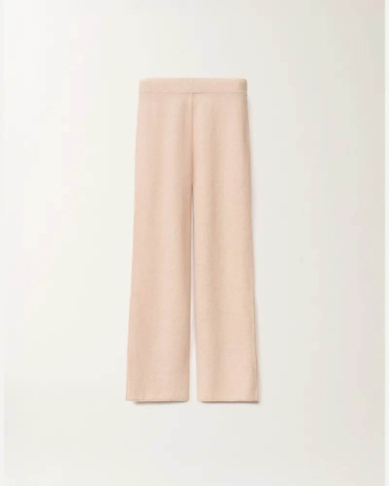 Fabiana Filippi Hose Aus Baumwolle Und Leinen Mit Pailletten, Puderrosa - Frau Hosen Rosa Rosa