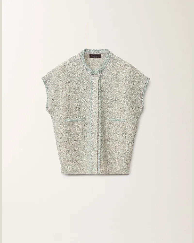 Fabiana Filippi Cardigan In Tweed Aus Lurex-strick, Vanille Und Wassergrün - Frau Strickwaren Vanille/lavendel Vanille