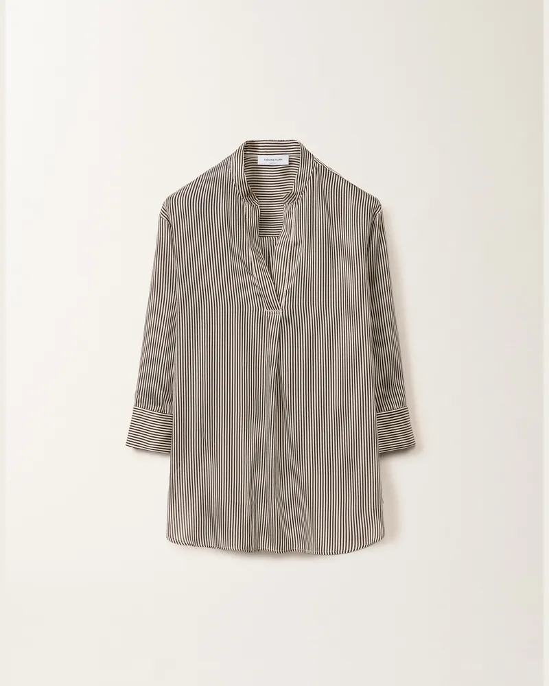 Fabiana Filippi Bluse Aus Viskose Und Seide, Gestreift, Schwarz Und Weiß - Frau Hemden Weiss/schwarz Weiss