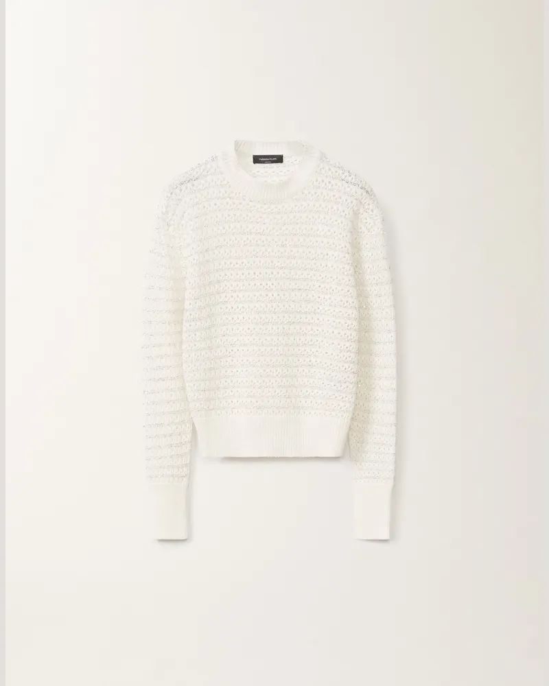 Fabiana Filippi Pullover Aus Baumwolle Mit Pailletten, Weiß - Frau Strickwaren Weiss Weiss