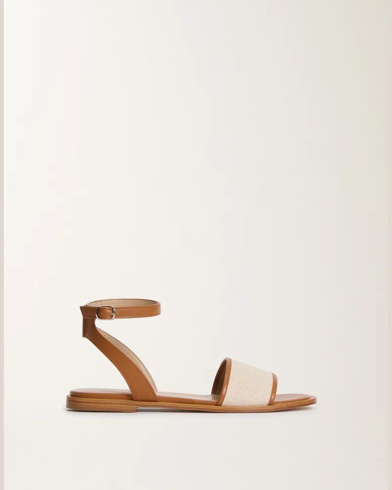 Fabiana Filippi Sandale Aus Canvas Und Leder, Lederbraun - Frau Sandalen Leder Leder