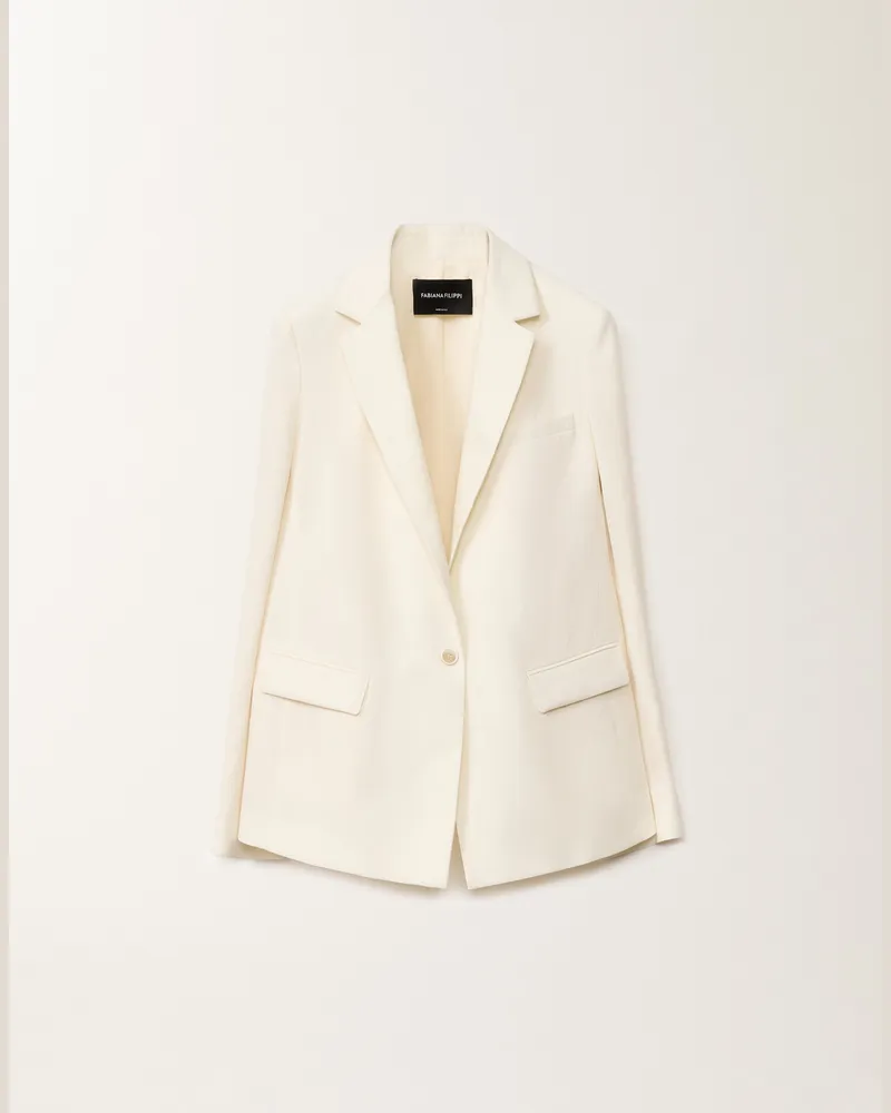 Fabiana Filippi Jacke Aus Geflecht In Wolle Und Leinen, Vanillefarben - Frau Blazer Weiss Weiss
