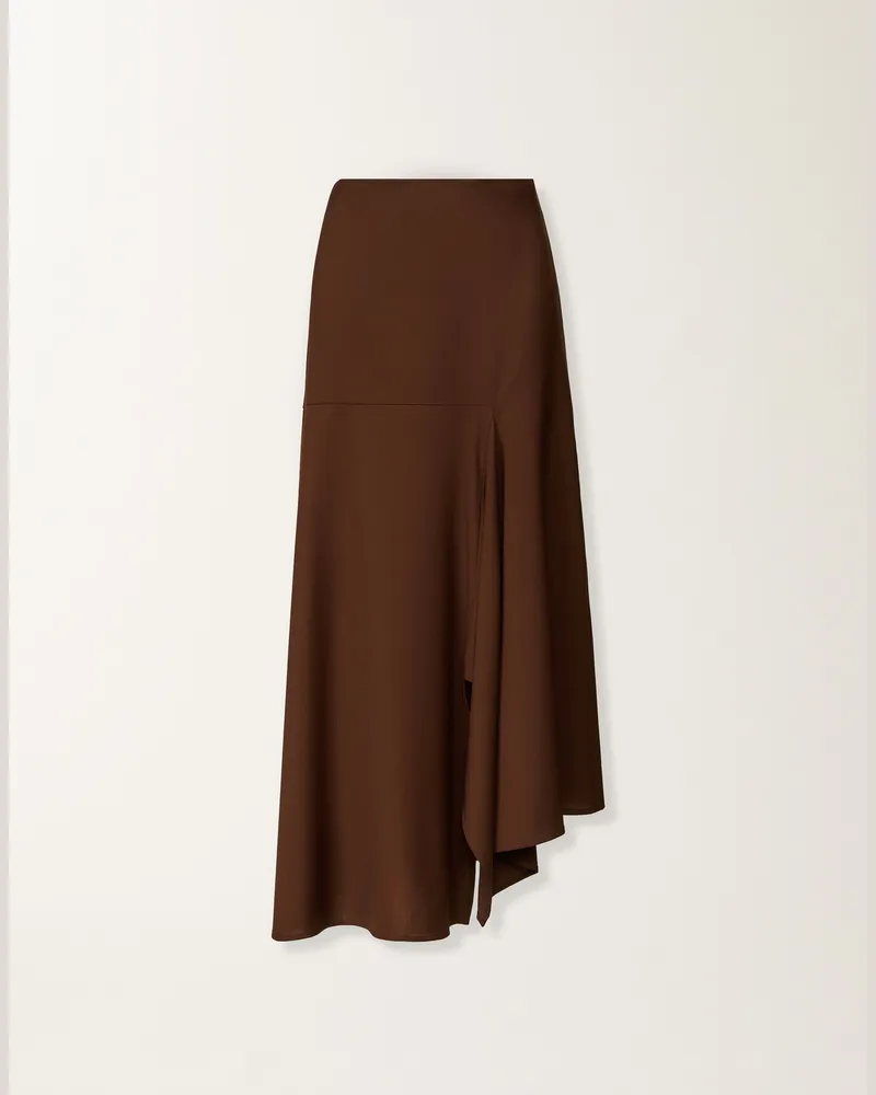 Fabiana Filippi Asymmetrischer Rock Aus Cool Wool, Ebenholzbraun - Frau Röcke Braun Braun