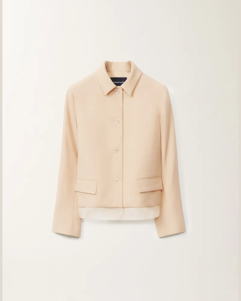 Fabiana Filippi Jacke Aus Geflecht In Wolle Und Leinen, Sandfarben - Frau Blazer Braun Braun