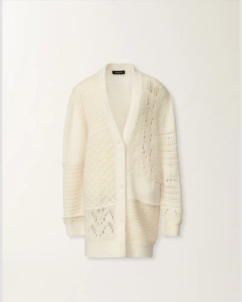 Fabiana Filippi Cardigan Aus Platin Und Mohair, Raffia - Frau Strickwaren Weiß Weiß