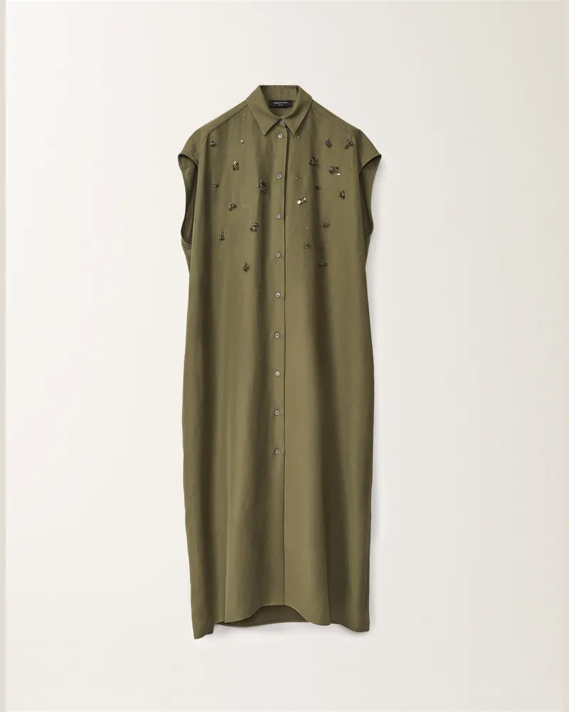 Fabiana Filippi Blusenkleid Aus Leinen Und Viskose, Grasgrün - Frau Kleider Grün Grün