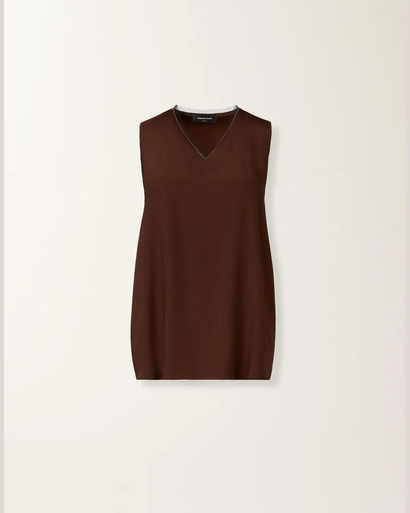 Fabiana Filippi Tanktop Aus Enver Satin, Ebenholzbraun - Frau T-shirts & Tops Braun Braun