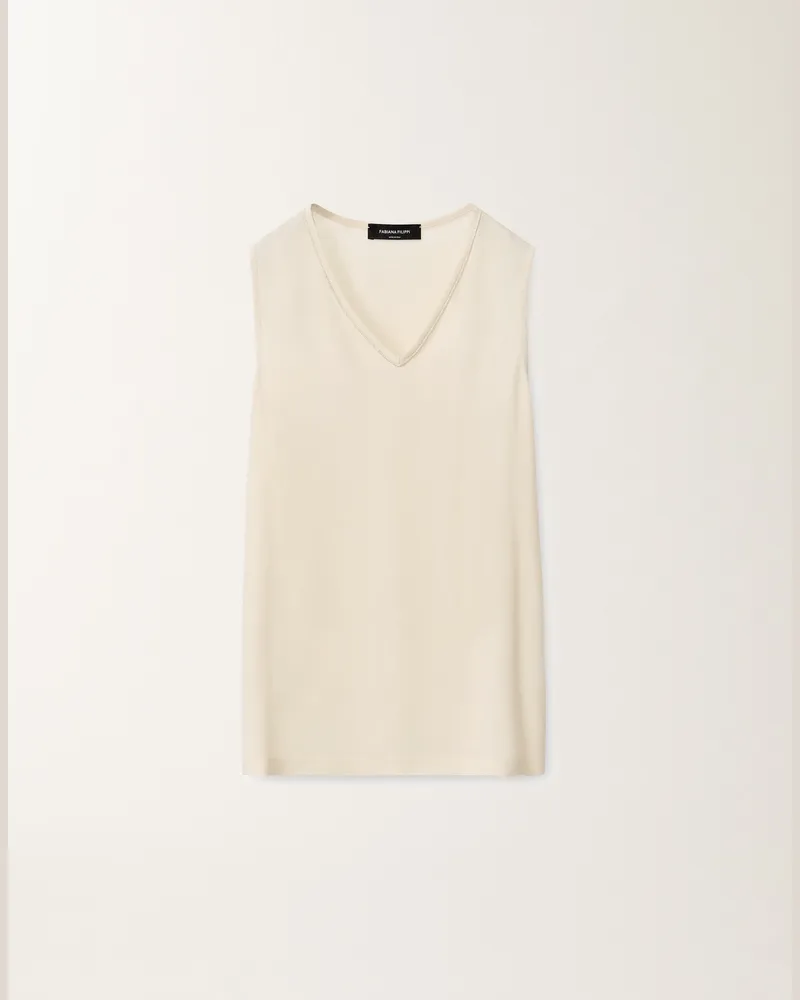 Fabiana Filippi Top Aus Stretchigem Sablé, Vanillefarben - Frau T-shirts & Tops Weiss Weiss