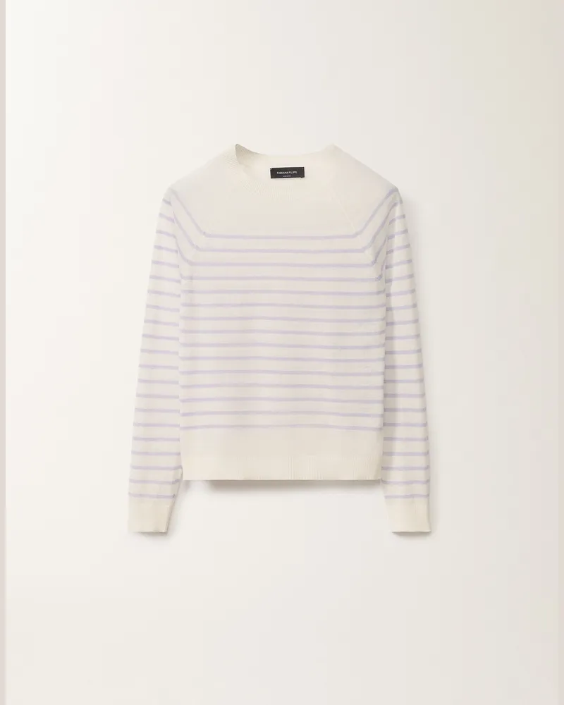 Fabiana Filippi Gestreifter Pullover Aus Leinen, Weiß Und Malve - Frau Strickwaren Weiss/wassergrün Weiss