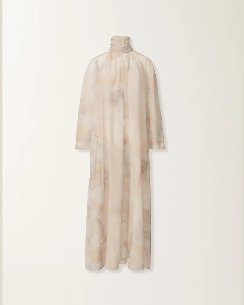 Fabiana Filippi Kleid Aus Crêpe De Chine Mit Print, Buttergelb, Ahornfarben Und Pfingstrosenrosa - Frau Kleider Beige Beige