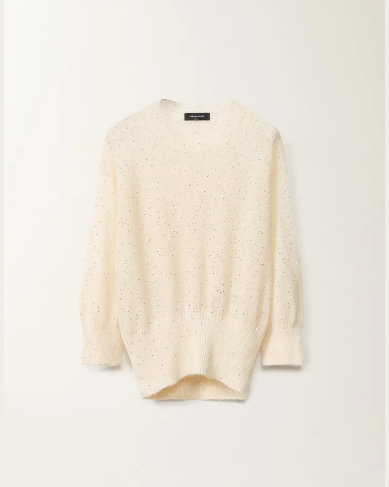 Fabiana Filippi Pullover Aus Mohair, Kittfarben - Frau Strickwaren Weiss Weiss