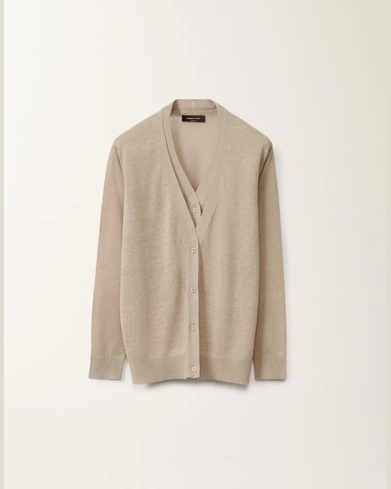 Fabiana Filippi Strickjacke Aus Leinen, Greige - Frau Strickwaren Weiss Weiss