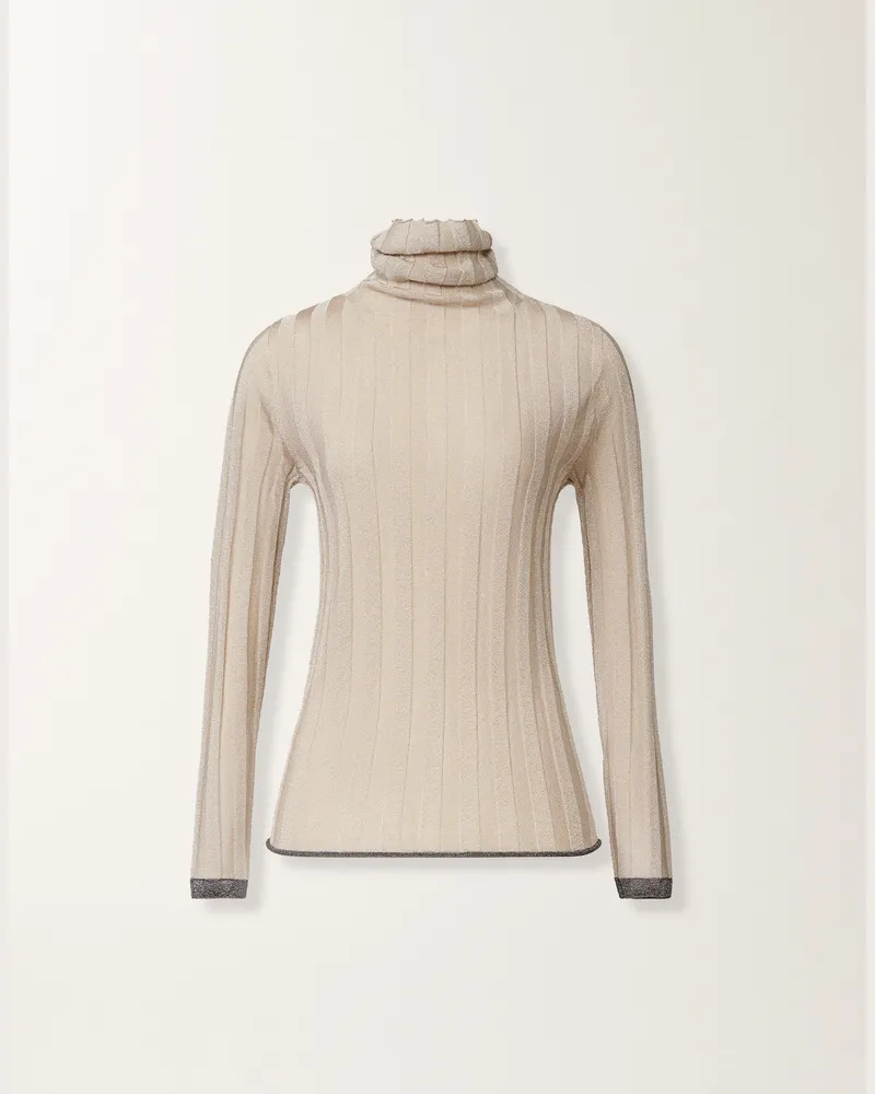 Fabiana Filippi Lurex-rollkragenpullover, Weiß Und Grau - Frau Strickwaren Weiß Weiß