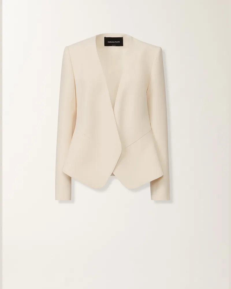 Fabiana Filippi Jacke Aus Cady, Buttergelb - Frau Blazer Weiß Weiß