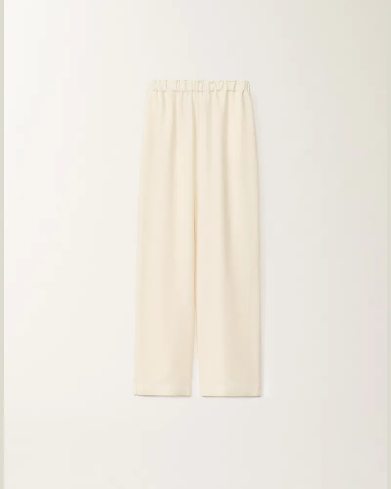 Fabiana Filippi Lange Hose Trevi Aus Enver Satin, Vanillefarben - Frau Hosen Weiss Weiss